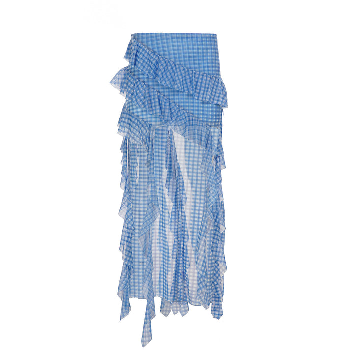 Women's maxi skirt with ruffle details and gingham pattern Skjora
