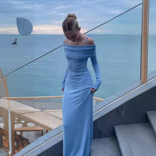 Kvinnelig Elegant Maxi Kjole med Avtagbar Ermeløs Design og Tettsittende Form
