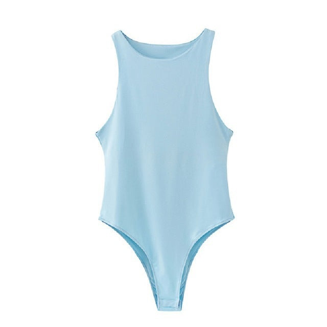 Dame sporty jumpsuit med høye benutskjæringer og rund halslinning Skjora