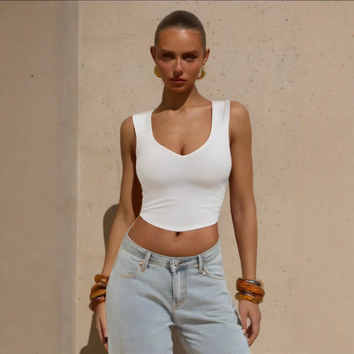 Damer figurnær Crop-Top med dyp V-hals Skjora