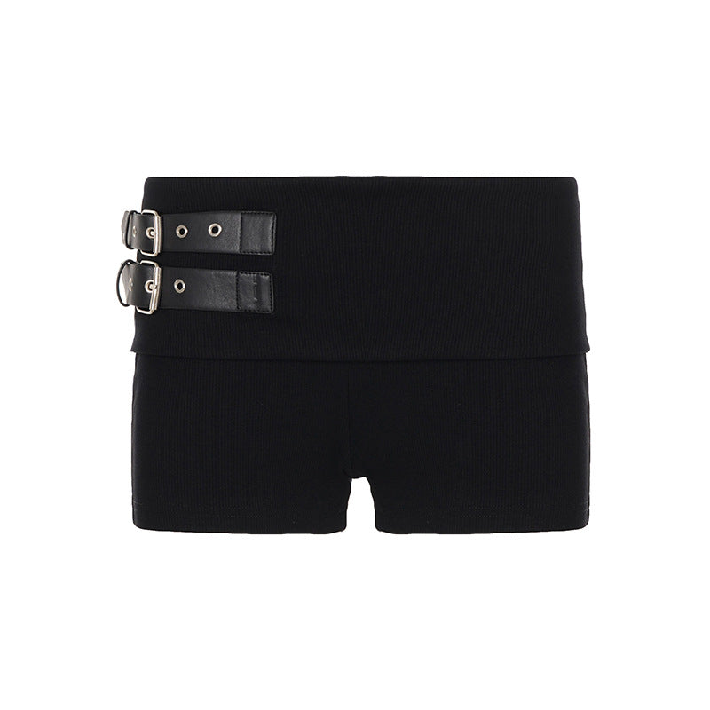 Dame elegante short med dekorative stropper og høy midje Skjora