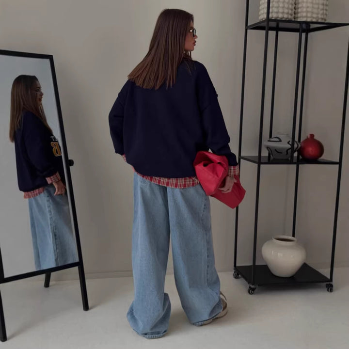 Kvinne sweatshirt med kreativ tekst og avslappet passform Skjora