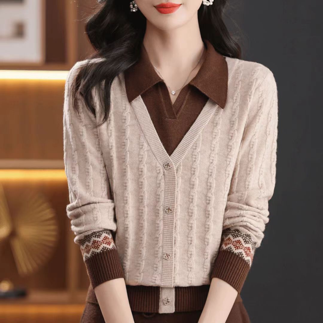 Kvinnelig elegant cardigan med V-hals Skjora