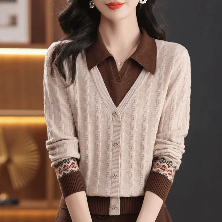 Kvinnelig elegant cardigan med V-hals Skjora