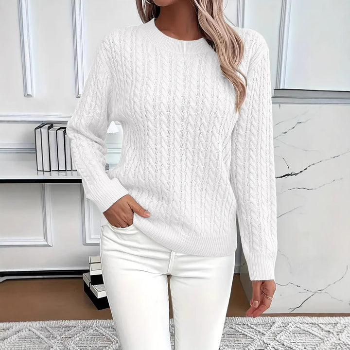 Women's Knitted Sweater with Elegant Cable Design Skjora
