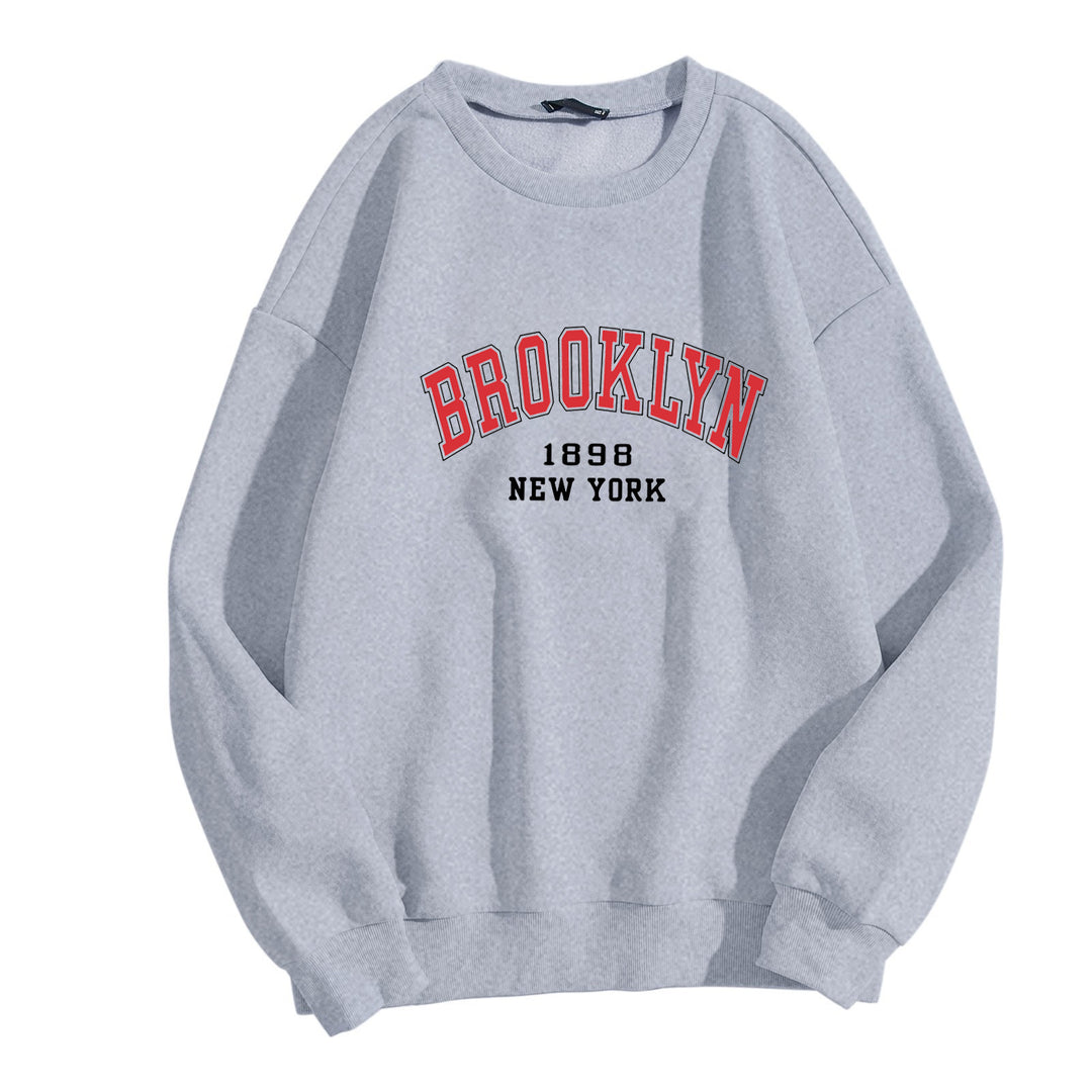 Dame avslappet oversized genser med Brooklyn-print Skjora