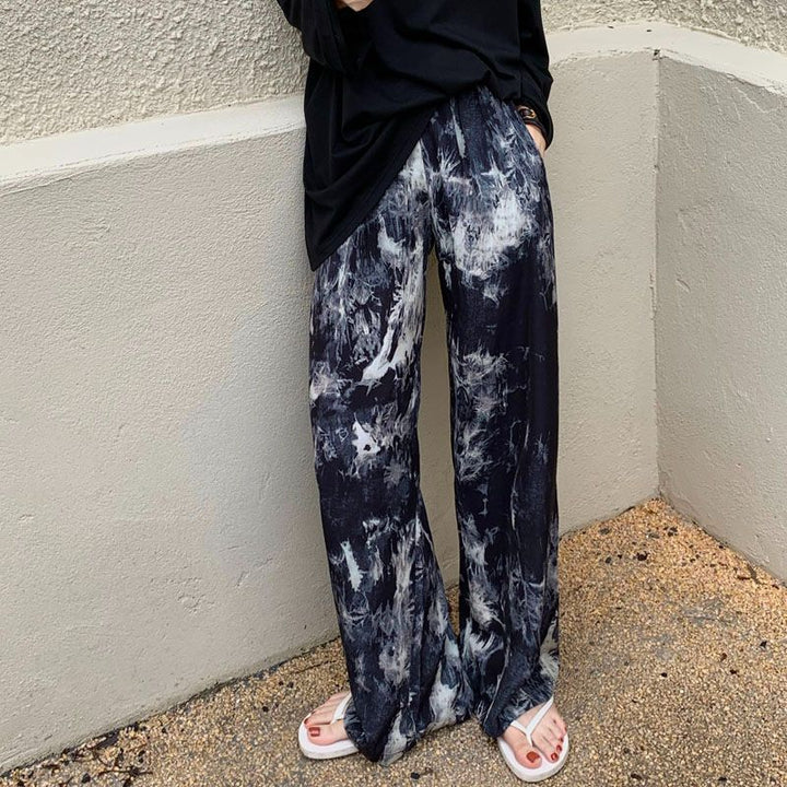 Damer casual jersey bukser med lav midje og trendy tie-dye design