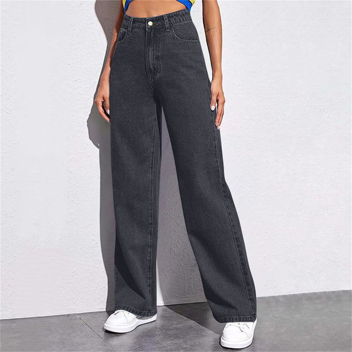 Dame Bredde Høy midje Jeans i en avslappet snitt med elegante detaljer Skjora