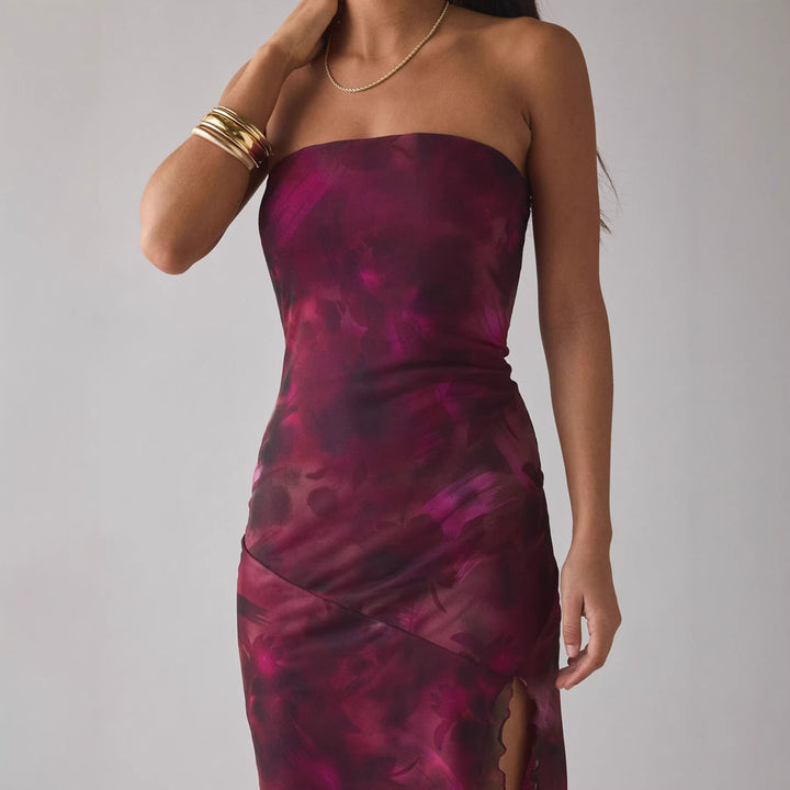 Dame Elegant bandeau-kjole med blomsterdesign og asymmetrisk snitt Skjora