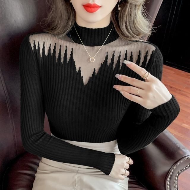 Kvinnenes elegante genser med transparente accenter Skjora