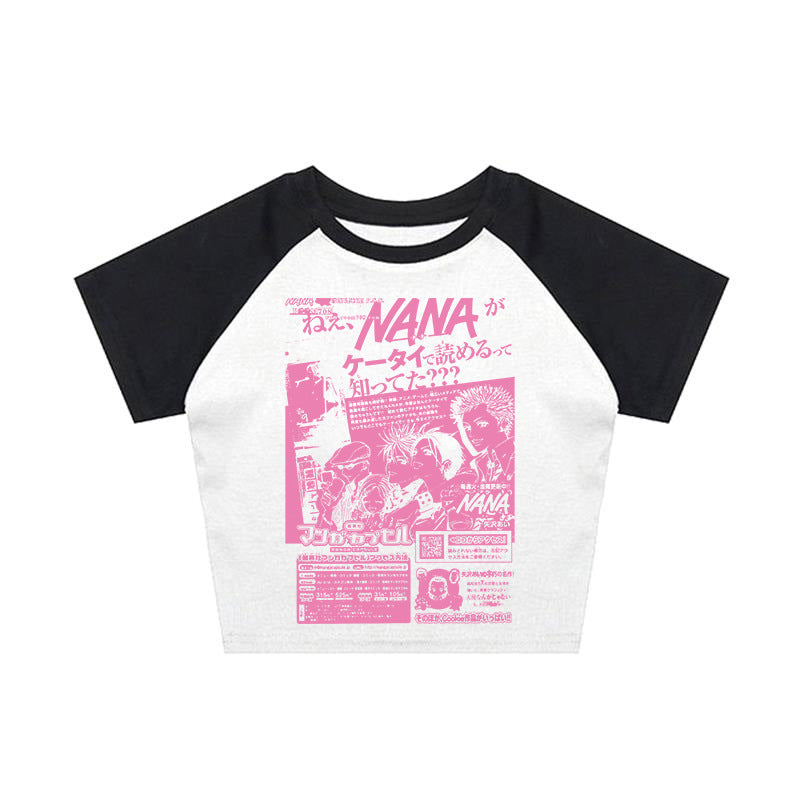 Damer Crop-Top med kreativ grafisk trykk Skjora