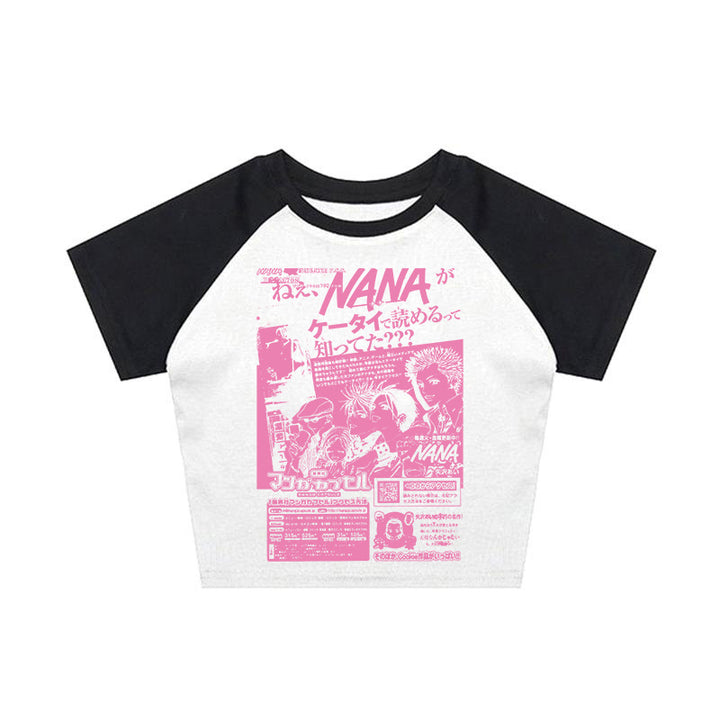 Damer Crop-Top med kreativ grafisk trykk Skjora