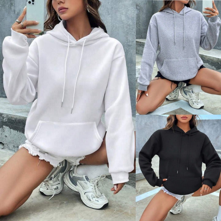 Women's hoodie with casual cut and practical kangaroo pocket Skjora