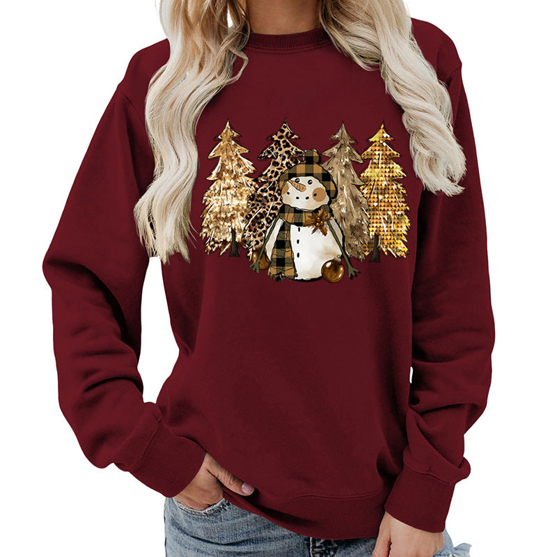 Dame sweatshirts med kreativ snømanndesign og myk fôr Skjora