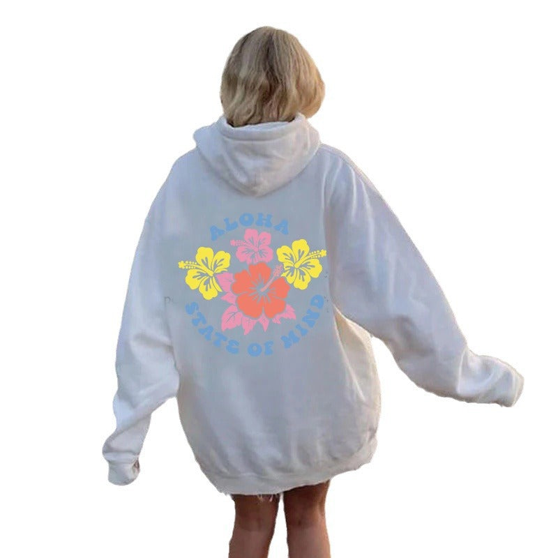 Kvinners hettegenser med blomster aloha design og komfortabel passform Skjora