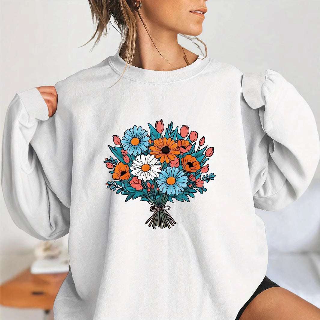 Damer Oversized Sweatshirt med florale grafikkdetaljer Skjora