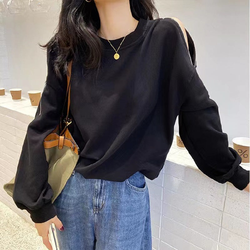 Kvinnes uformell oversized genser med åpne skuldre og moderne design