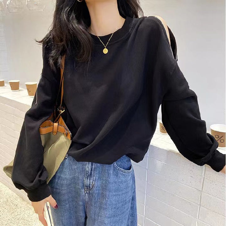 Kvinnes uformell oversized genser med åpne skuldre og moderne design