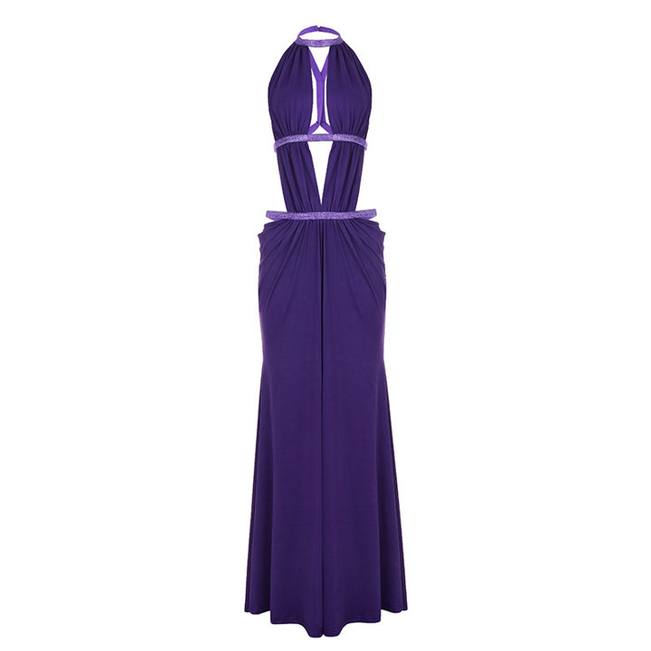 Dame elegant Cut-Out Maxikjole med glitterdetaljer Skjora
