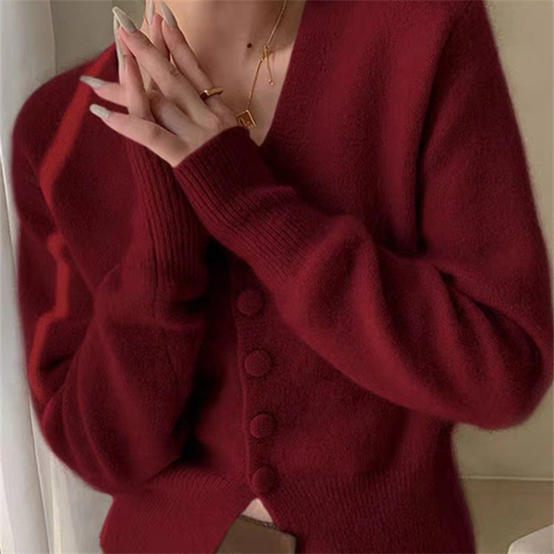 Kvinne Mote Cardigan med mykt Mohair materiale og knappelukk Skjora