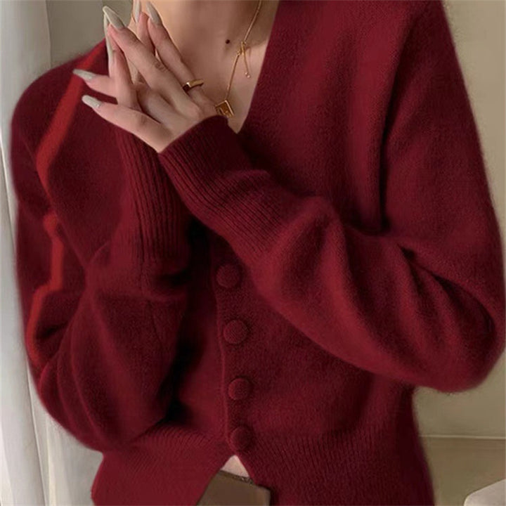 Kvinne Mote Cardigan med mykt Mohair materiale og knappelukk Skjora