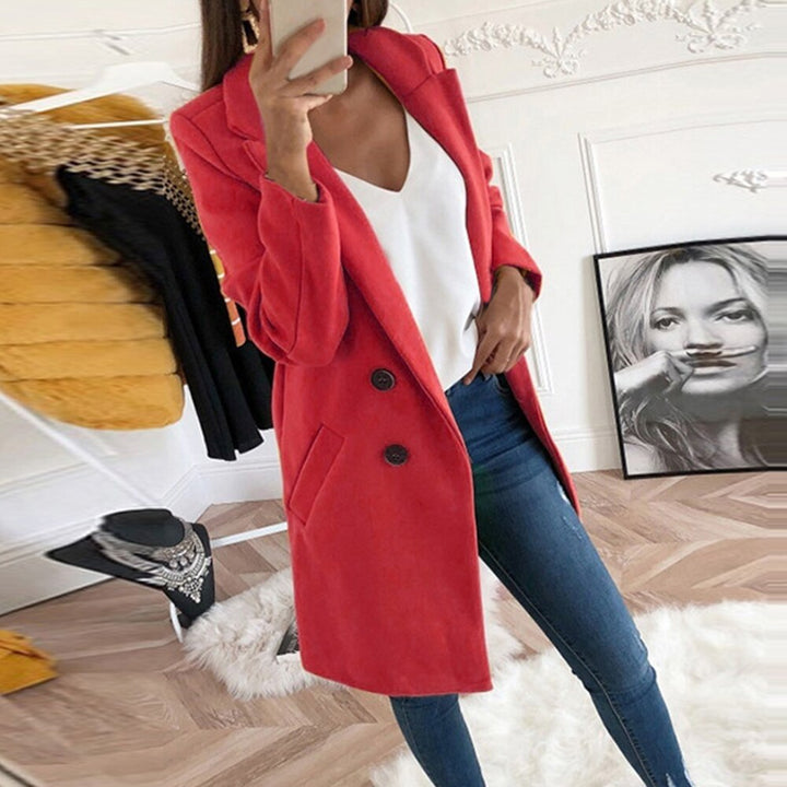 Kjole elegant og varm lang blazer med dobbel knapplukking Skjora