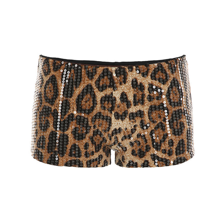 Dame miniskjørt med glamorøst paljett-leopardmønster og figurformende snitt Skjora