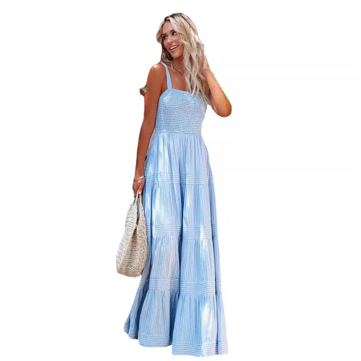 Dames maxi kjole med lett ruffle stil og elastisk bustier Skjora