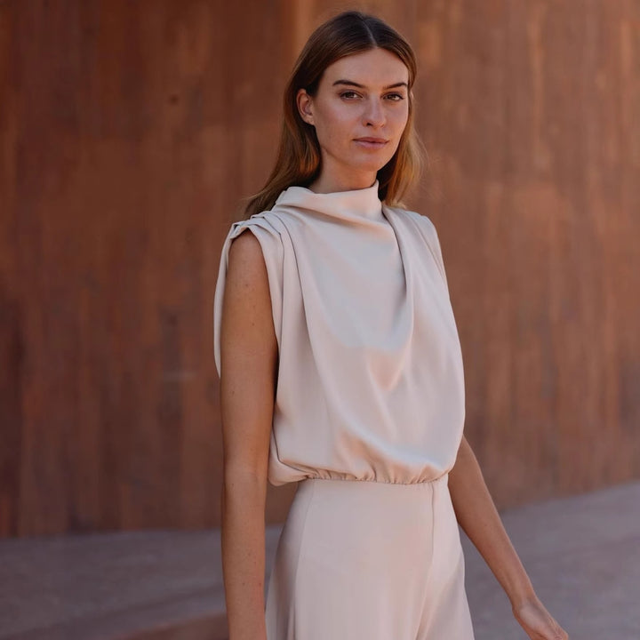 Damer Elegant Jumpsuit med høy hals og vide ben Skjora