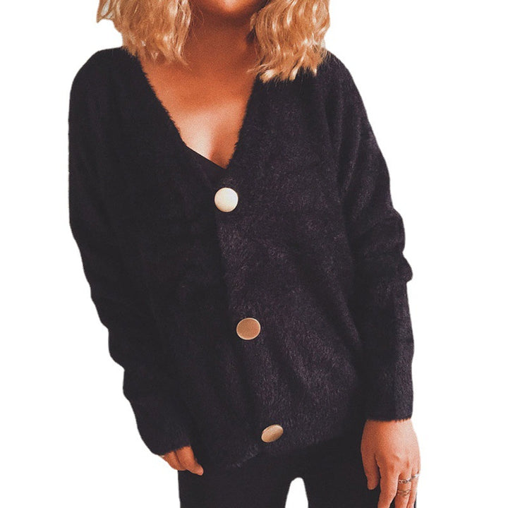 Kvinnens koselige cardigan med store knapper og oversized passform Skjora
