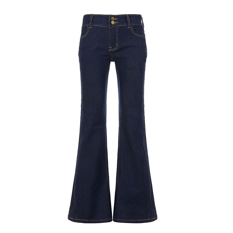 Dame Bootcut Jeans med høy midje og elegant sømføring Skjora