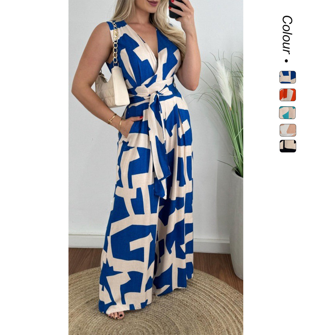 Kvinnens jumpsuit med dyp V-hals og elegant midje Skjora