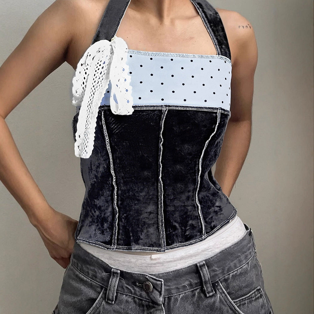 Damer trendy Bustier-top med spissdetaljer og leken design Skjora