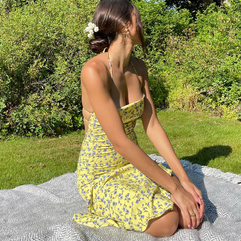 Dame Etuikjole med blomsterdesign og elegante spaghetti-stropper Skjora