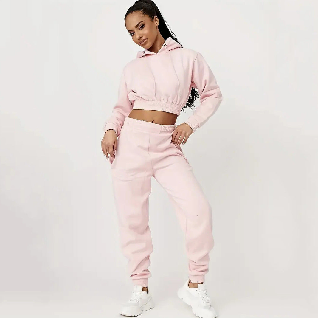 Kvinnenes cropped sweat suit med snor og elastisk midjebånd Skjora