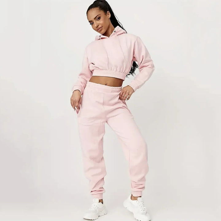 Kvinnenes cropped sweat suit med snor og elastisk midjebånd Skjora