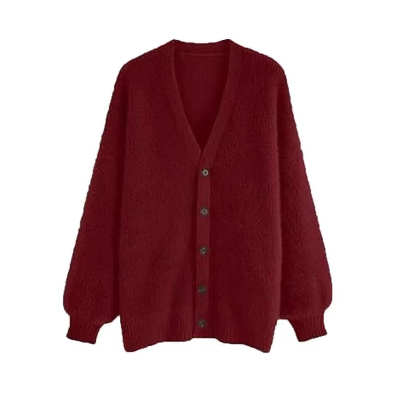 Kvinne koselig strikket cardigan med store knapper og en avslappet passform Skjora