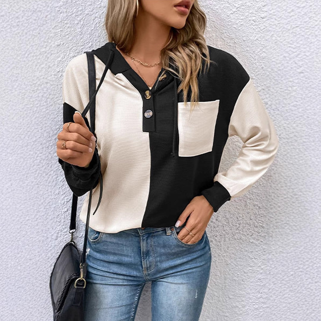 Dame casual hettegenserbluse med kontrastfarger Skjora