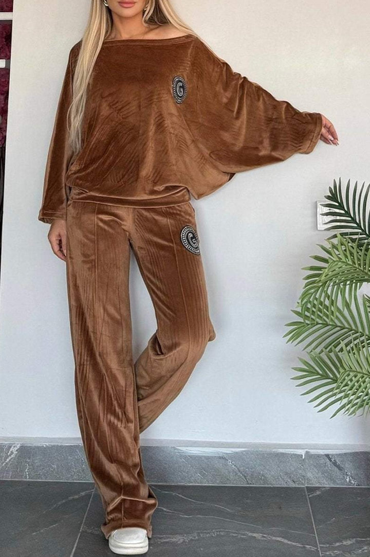 Dame Casual Velvet Loungewear Set med Myk Cut Skjora