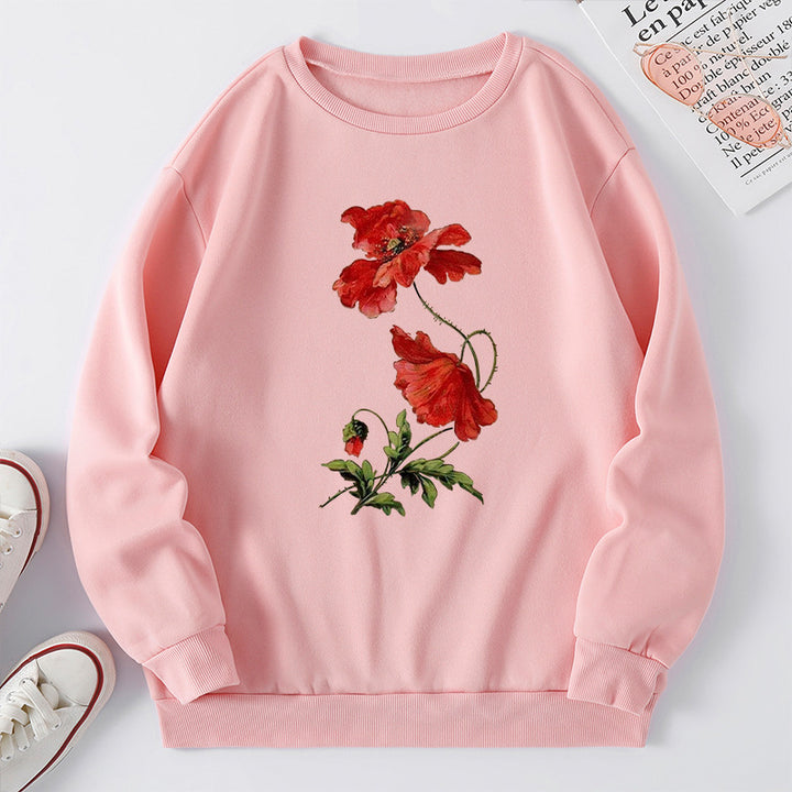 Dame sweatshirt med blomsterdesign og komfortabel passform Skjora