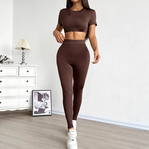 Dame Sett med cropped topp og figurpassende leggings Skjora