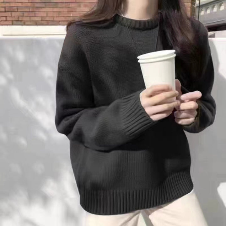 Kvinnens uformelle chunky strikkegenser med oversized snitt og myke ermer Skjora