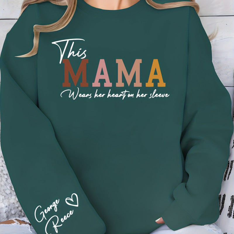 Dame sweatshirt med inspirerende mamma trykk og komfortabel passform Skjora