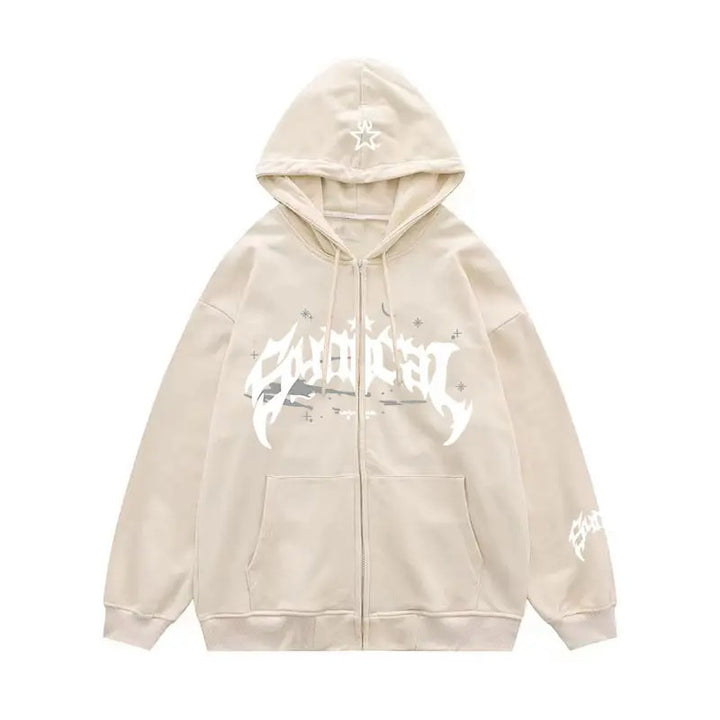 Dame hoodie med urban grafisk element og praktiske lommer Skjora