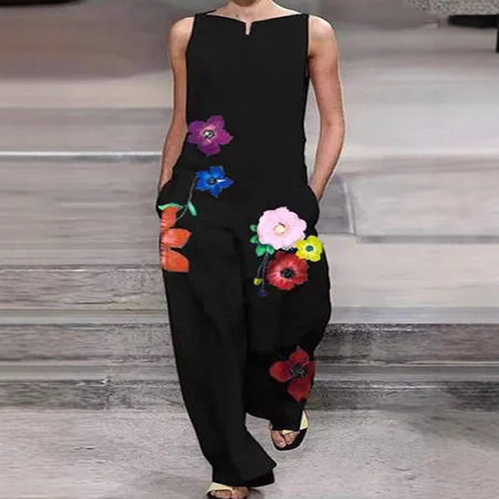 Damen Trendy Jumpsuit med blomstermotiv og praktiske lommer Skjora