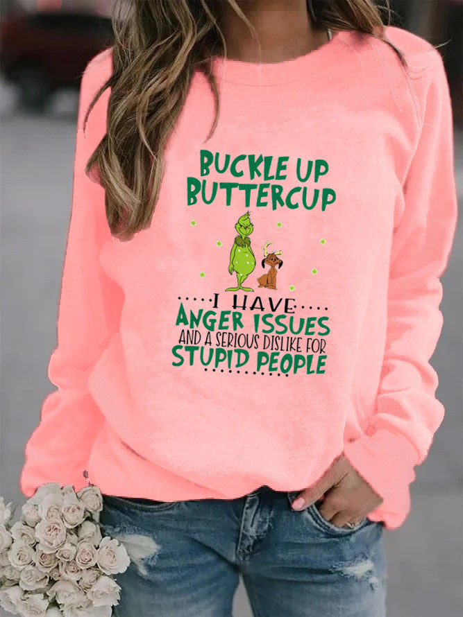 Kvinne sweatshirt med humoristisk sitat og kreativt design Skjora