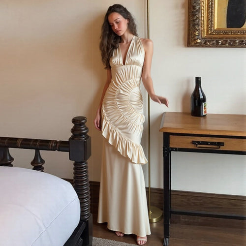 Dame Elegant Maxikjole med asymmetrisk snitt og raffinerte draperinger Skjora