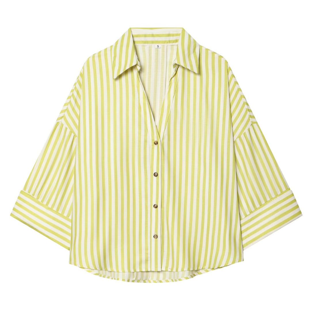 Dame skjorte-bluse med avslappet snitt og elegante 3/4-ermer Skjora