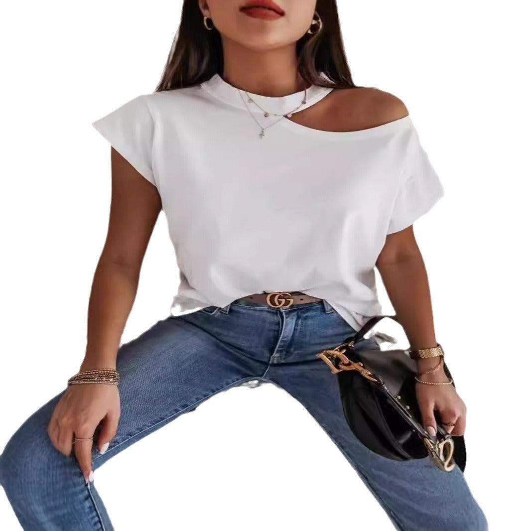 Dame Off-Shoulder T-skjorte med moderne snitt og behagelige ermer Skjora