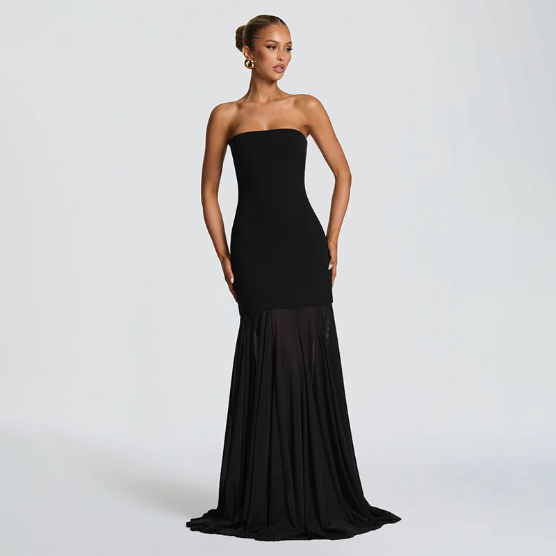 Damer Elegant kveldsdrakt med transparente draperinger Skjora